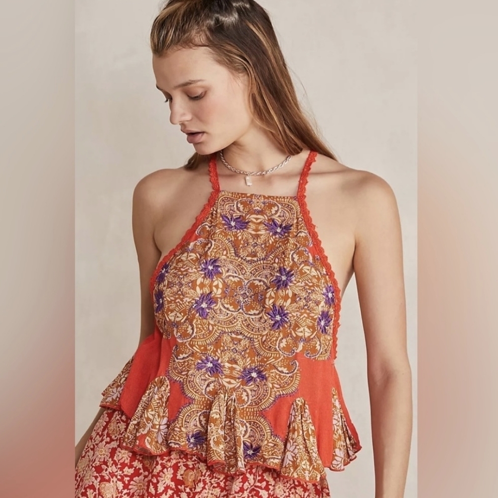 Free People Bali Desert Nova Cami Tank Orange & Purple xs - Picture 10 of 10